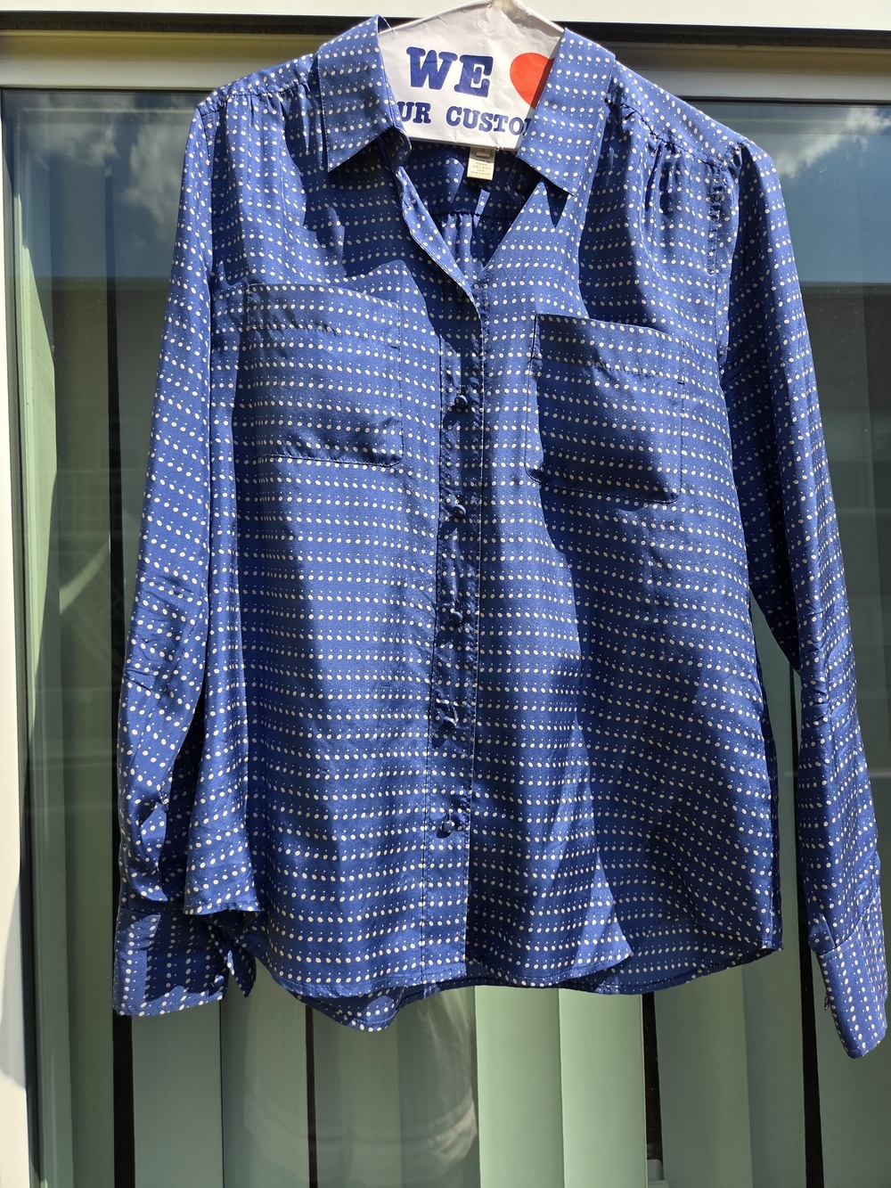 J. Crew Navy Blue Micro-Dot Button-Down Shirt